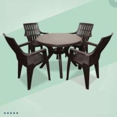 Hello Strong and Durable 4 Seater Dining Table Set for Home Garden Cafeteria Plastic 4 Seater Dining Set