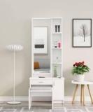 Hexa Red Dressing Table with Mirror, 2 Drawer & 1 Door, Storage Space with Stool Engineered Wood Dressing Table