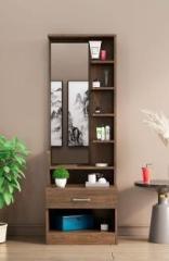 Hexa Red Engineered Wood Dressing Table with Mirror and Shelf Storage Engineered Wood Dressing Table