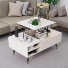 Hexa Red Wooden Coffee Table, Tea Table, Centre Table, Ideal for Home with Metal Legs Engineered Wood Coffee Table