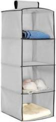 Hokipo Hanging 4 Shelf Closet Cloth Organizer Cotton Collapsible Wardrobe