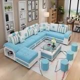 Homeify Carlo 9 Seater Fabric Sofa Set with 4 Puffy Convertible Sofa Set for Living Room Fabric 3 + 3 + 2 + 2 Sofa Set