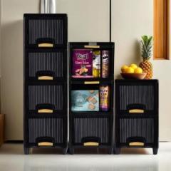 Homestic 9 Units Multipurpose Folding Cabinet Storage Organizer | Black Plastic Free Standing Cabinet