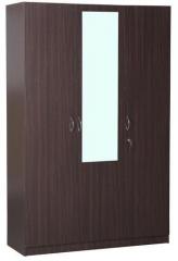 HomeTown Allen Three Door Wardrobe With Mirror in Walnut Finish