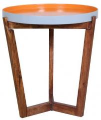 HomeTown Bloom Solidwood Side Table in Honey & Orange Colour