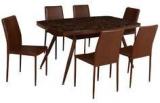 HomeTown Crescent Six Seater Dining Set In Brown Colour