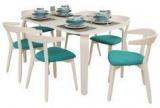 HomeTown Frost Six Seater Dining Set In White & Blue Colour