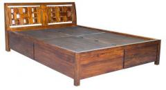 HomeTown Henry King Bed with Storage in Brown Colour