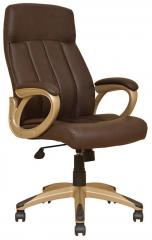 HomeTown Henry Leatherite High Back Chair in Brown Colour