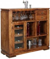 HomeTown Leopold Bar Cabinet in Walnut & Black Colour