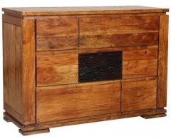 HomeTown Leopold Chest of Drawers in Walnut & Black Colour