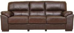 HomeTown Martin Leather Three Seater Sofa in Brown Colour