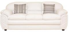 HomeTown Mirage Leatherite Three Seater Sofa in White Colour