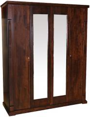 HomeTown Mondo Solidwood Four Door Wardrobe in Brown Finish