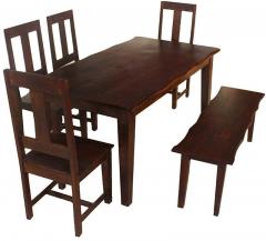 HomeTown Vienna Six Seater Dining Set with Bench in Rosewood Finish