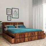 House Of Pataudi Sheesham Wood Queen Size Bed with Drawer Storage for Bedroom Solid Wood Queen Drawer Bed