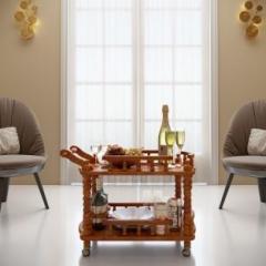 House Of Pataudi wooden carved service trolley/bar trolley/kitchen trolley Solid Wood Bar Trolley