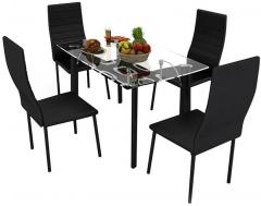 Housefull Bright Four Seater Dining Set in Black Colour