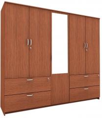 Housefull Jacob Five Door Wardrobe with Drawer & Mirror in Oak Finish