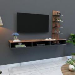 Icrush Engineered Wood L Shape TV Entertainment Unit TV Cabinet with Wall Shelves Engineered Wood TV Entertainment Unit