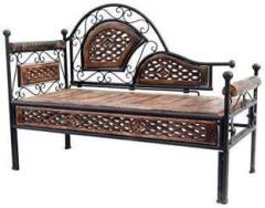 India Wood Mart Wooden Solid Beautiful Wrought Iron 2 Seater Sofa Leather 2 Seater Sofa