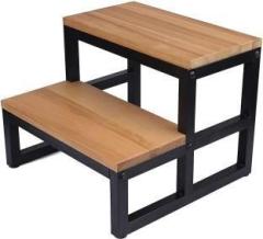 Indian Decor RW28969 Classic Solid Wood Step Stool with Metal Frame for Adult & Kid Load Metal Side Table