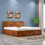 Jeenwood SJME Solid Sheesham Wood Queen Size Bed For Bed Room /Guest Room /Hotel Solid Wood Queen Box Bed