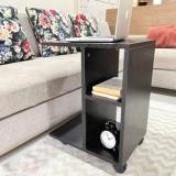 Kawachi Movable Wooden Sofa Side Laptop Table End Table Storage Book Shelf With Wheels Engineered Wood Side Table