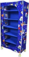 Kids Care 6 Shelve Fabric Wardrobe Carbon Steel Collapsible Wardrobe