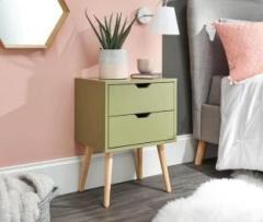 Kingwood Enterprises Storage Nightstand Mid Century Modern Bedside Table with Solid Wood Legs Engineered Wood Bedside Table