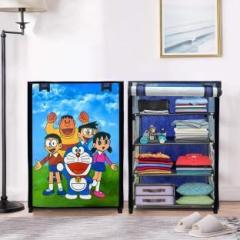 Konline Exclusive Cartoon Printed Collapsibl Wardrobe With Velcro & Zipper Closure Cotton Collapsible Wardrobe