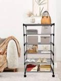 Konline Metallic Wardrobe & Collapsible, 6 Shelves, Carbon Steel Carbon Steel Collapsible Wardrobe