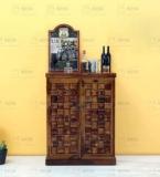 Krishna Wood Decor Sheesham Wood Bar Cabinet With Multiple Compartments For Home & Bar/ Mini Bar || Solid Wood Bar Cabinet