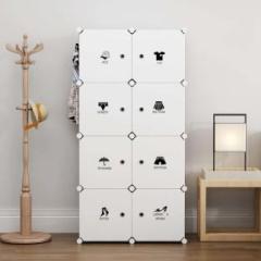 Krishyam Portable Closet Unique Wardrobe 8 Cube White Color Polyester Collapsible Wardrobe