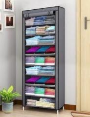 Krooh 1 Door 9 Shelf Fabric PP Metal Carbon Steel Collapsible Wardrobe