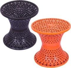 Kuber Industries Plastic Mesh Damroo Seating Stool|Both Sided Stool for Guestroom|Pack of2|Multi Stool