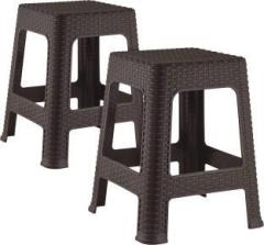 Kuber Industries Plastic Sitting Stool for Indoor Or Outdoor|Home & Garden|Pack of 2|Brown Stool