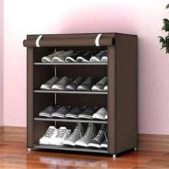 Lao 4 LAYER brown PVC shoe rack Carbon Steel Collapsible Wardrobe