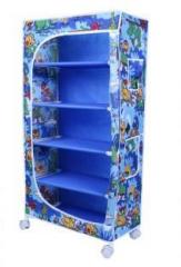 Little One's 5 Shelves Jungle Blue, Powder Coated Strong & Sturdy Carbon Steel Collapsible Wardrobe