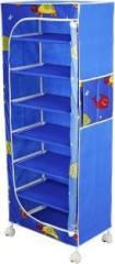 Little One's 7 Shelves Powder Coated Carbon Steel Collapsible Wardrobe