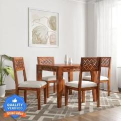 Loonart Solid Sheesham Wood Four Seater Dining Set For Dining Room/ Hotel/ Kitchen | Solid Wood 4 Seater Dining Set