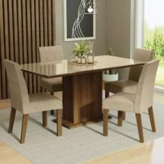 Madesa Dining Room Set Glass Avril Engineered Wood 4 Seater Dining Set