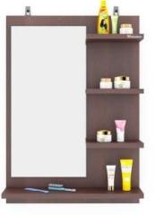 Mahaakaay Star Wall Mount Dressing Mirror with Shelf Engineered Wood Wenge Size70X50X10 cm Engineered Wood Dressing Table