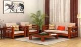 Mamata Wood Decor Sheesham Wood 5 Seater Sofa Set For Living Room|Wooden Sofa Sets Fabric 3 + 1 + 1 Sofa Set