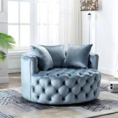 Manzees Beautiful Cuddle Chair Velvet Padded | Rounded shaped Sofa with 3 Cushion Fabric 1 Seater Sofa