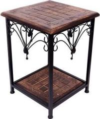 Manzees Wood and Wrought Iron Stool for Home and Office Decor | Bedside Coffee Table | OutDoor | Home Decor Furniture Stool