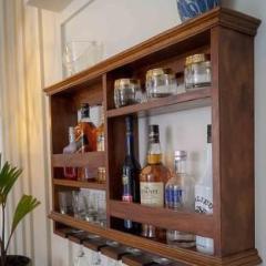 Marutiwod Wooden Wall Hanging Design Bar Solid Wood Bar Cabinet