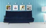 Masterkraft Sofa Cum Bed Royal Navy Blue Single Solid Wood Sofa Bed