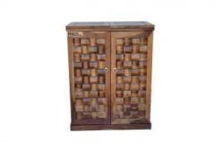 Meera Handicraft Sheesham Wood Counter Bar Cabinet Rack with Wine Glass Storage Solid Wood Bar Cabinet