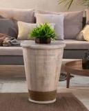 Metalsmith White Mango Wood Side Table For Home, Shop, Restaurant & Office, Solid Wood End Table